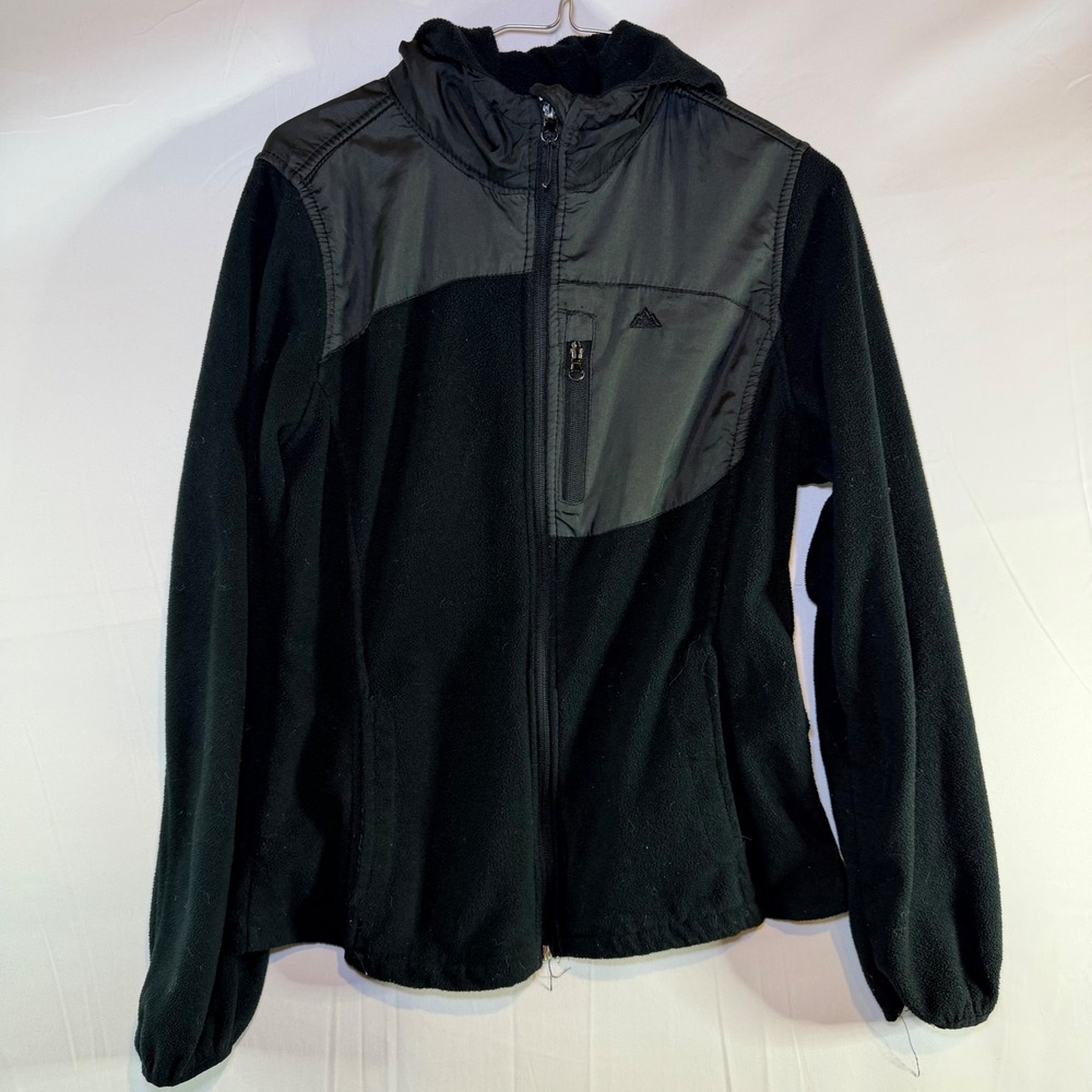 Snozu Boys Black Fleece Jacket Full Zip Hooded Platinum Collection Medium 10-12
